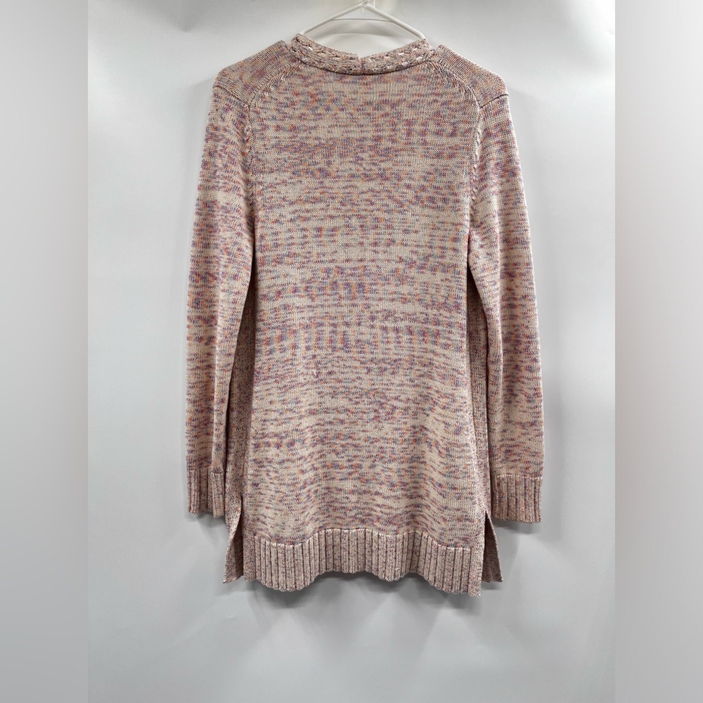 Talbots Cardigan Womens XS Light Heathered Pink Purple Open Front Knit Pocket - Picture 7 of 11